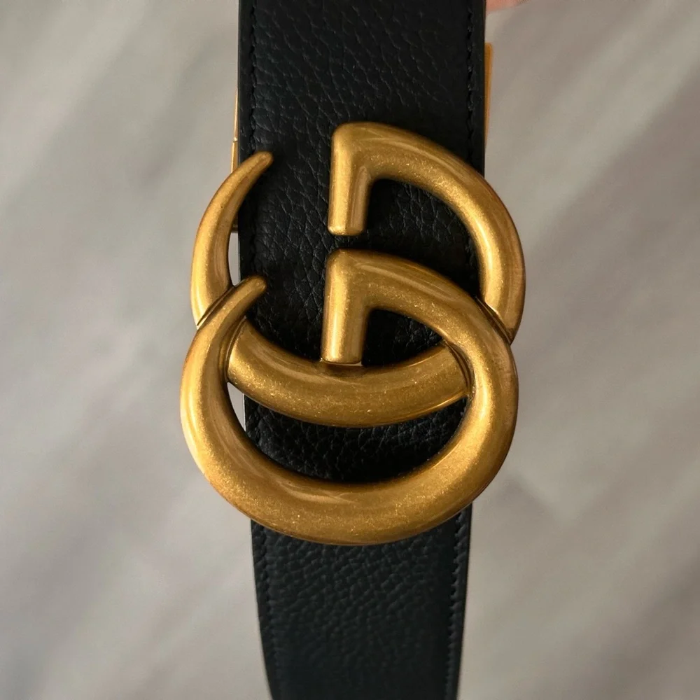 Gucci Black Leather Belt Bag with Gold Double G Buckle